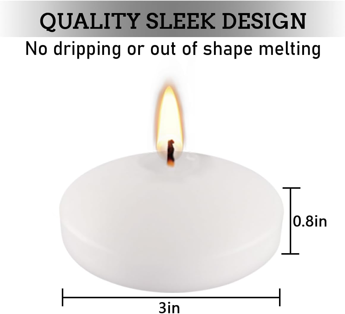 3 Inch Floating Candles Set of 12, Unscented White Candles for Wedding, Pool Party, Holiday Centerpieces & Home Decor image number 6