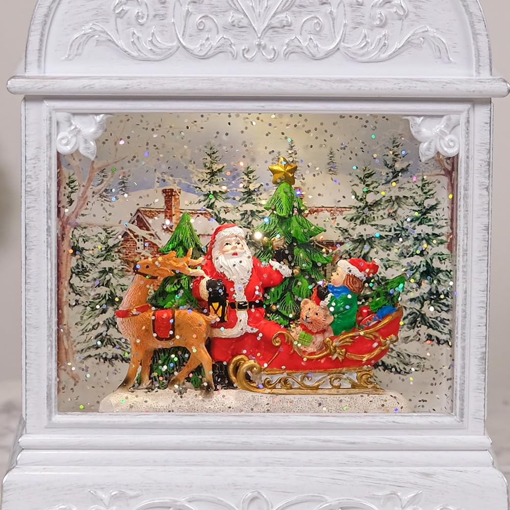 Christmas Musical Water Lantern, Vintage White with Swirling Confetti LED Lights image number 6