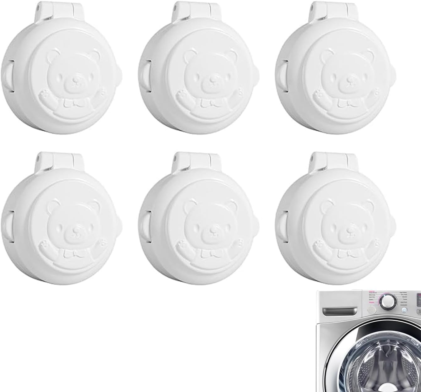 Roczential Protection Cap, 6 Pcs Child Safety Locks, Light Cover, Button Covers, Guard Dishwasher Safety Lock, Household Appliances Oven Child ABS, Appliance Button Security Lock, Baby Safety Products (White) image number 6