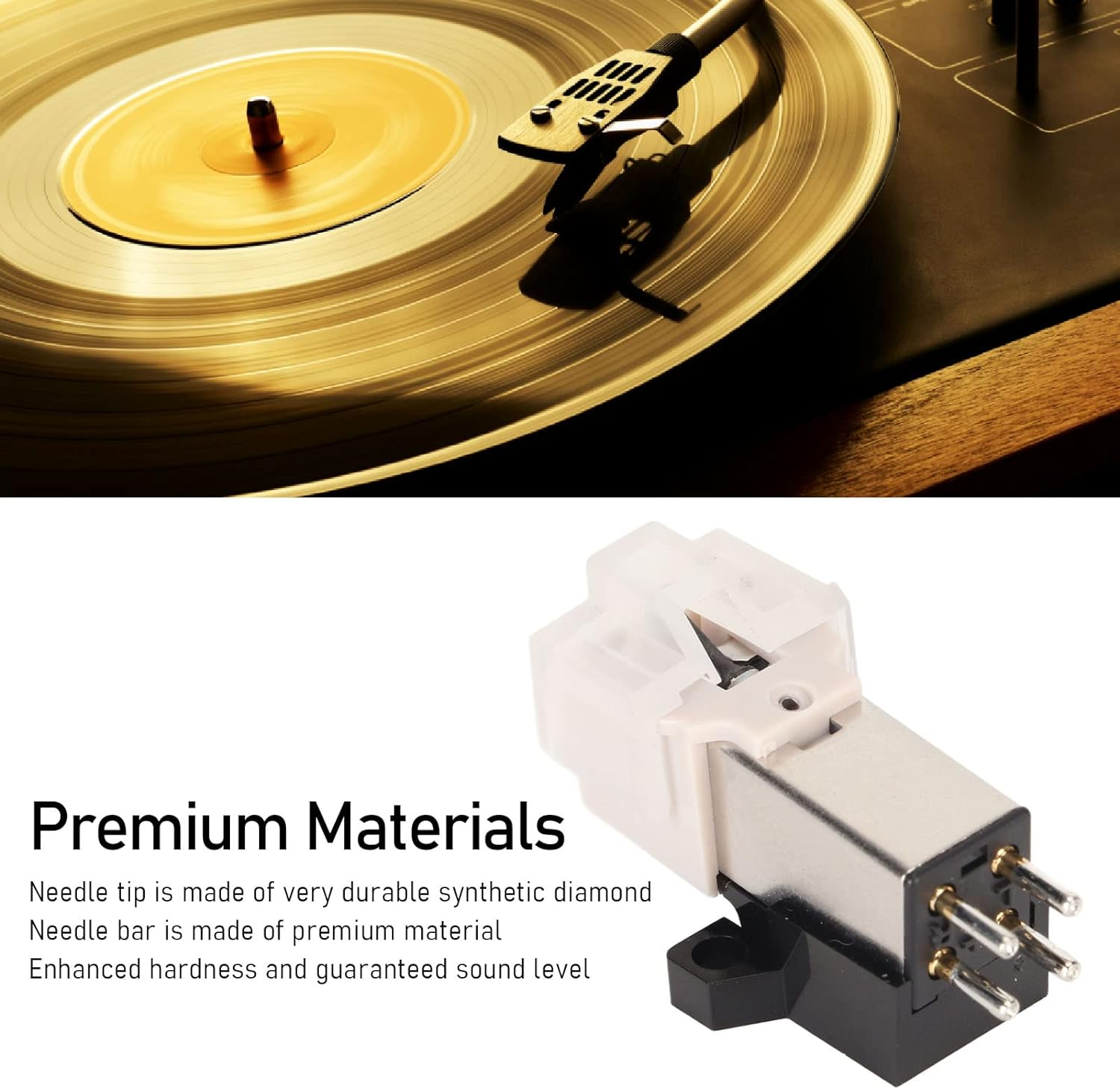 AT-3600L Magnetic Cartridge Stylus, LP Magnetic Cartridge Stylus with LP Needle, High Accuracy Replacement Magnet Turntable Cartridge for Turntable Record Player image number 4