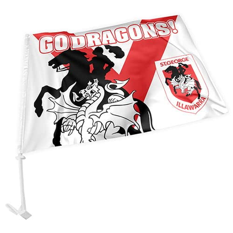 St George Illawarra Dragons NRL Clip on Window CAR Flag Includes Pole