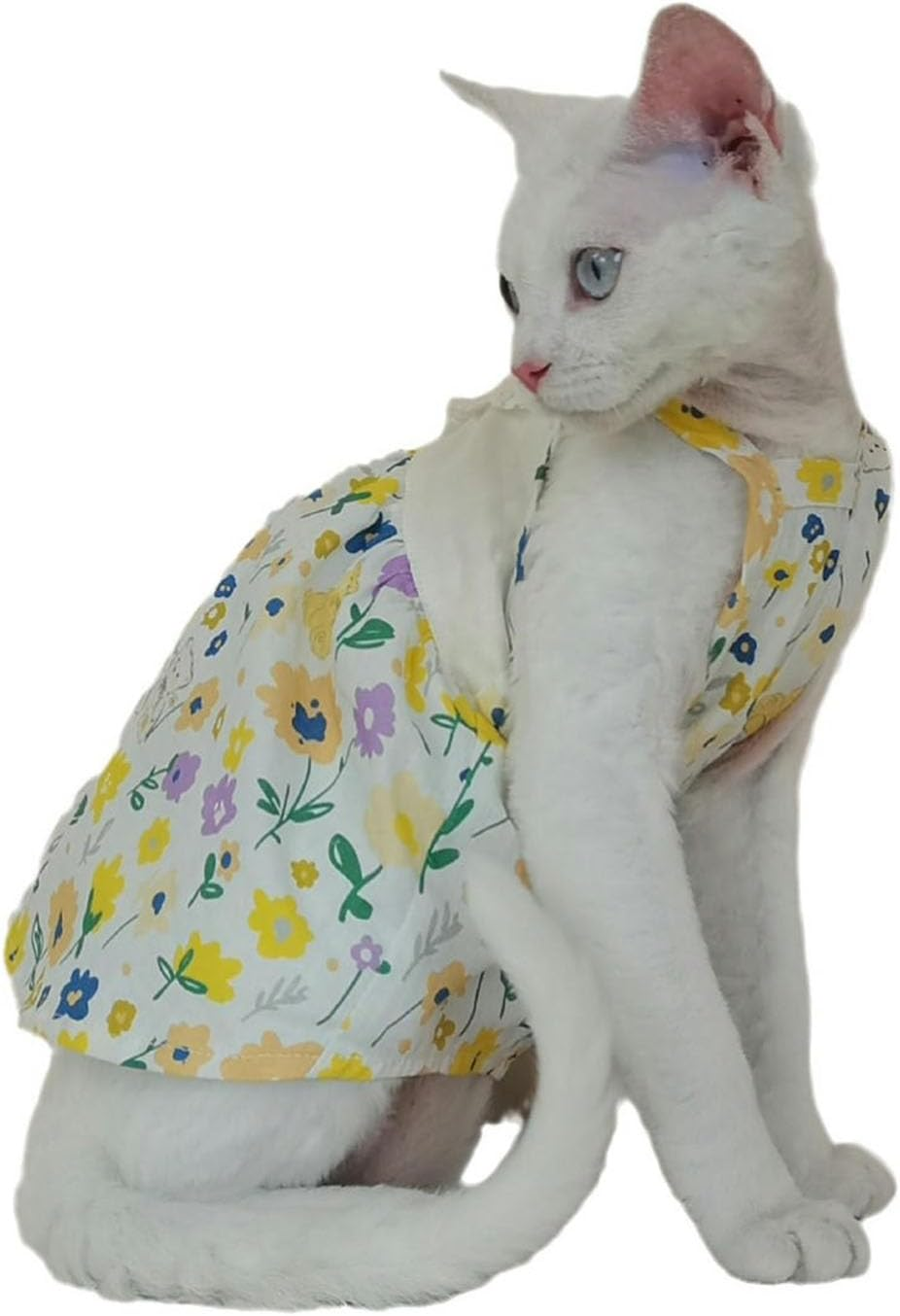 IUOUTG Cute Hairless Sphynx Cat Clothes Soft Hairless Cat Princess Dress Thin Pet Pullover Vest Breathable Kitten Pajamas Cat Apparel Cat Skirt for Cornish Rex, Devon Rex image number 5
