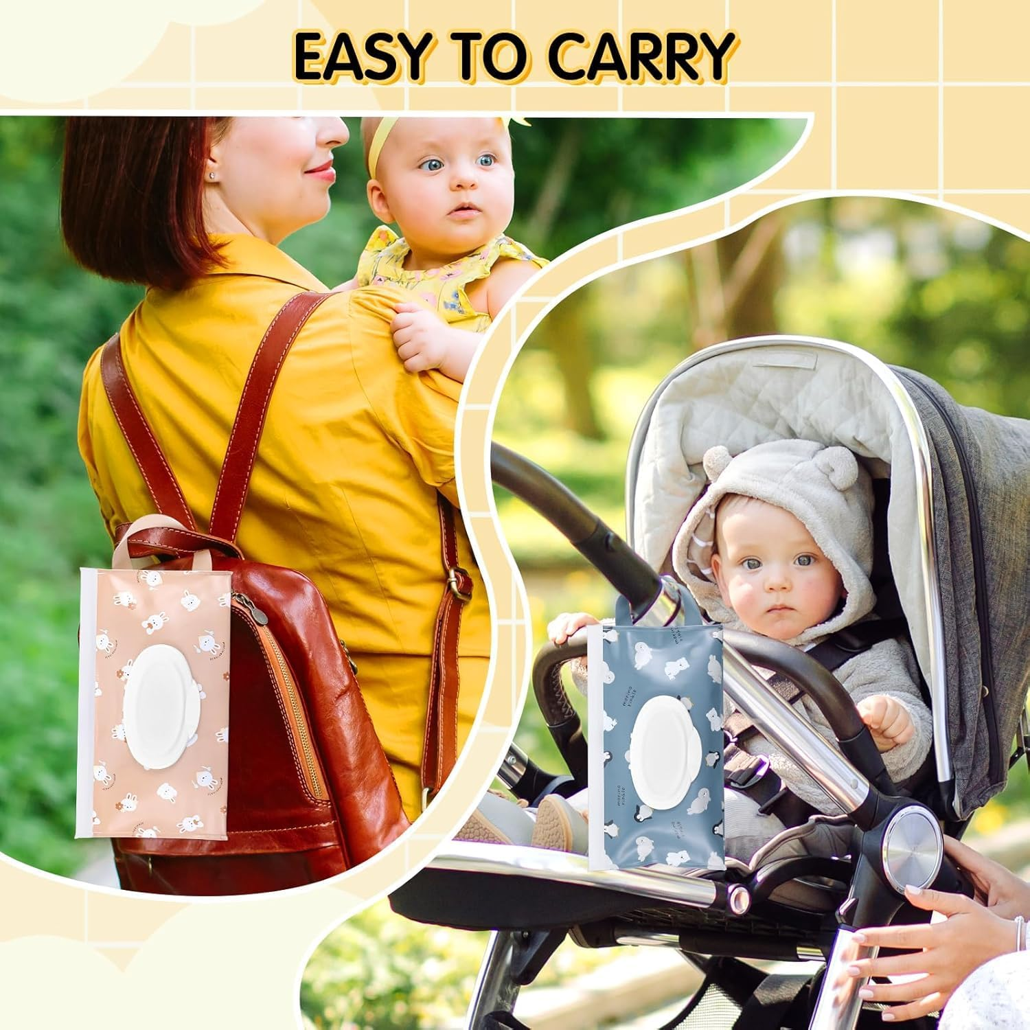 Wet Wipe Pouch Dispenser, 4Pcs Portable Refillable Wipe Holder Container,Reusable Travel Wet Wipes Pouch,Travel Wet Wipe Pouch,Refillable Wipes Container for Travel image number 3