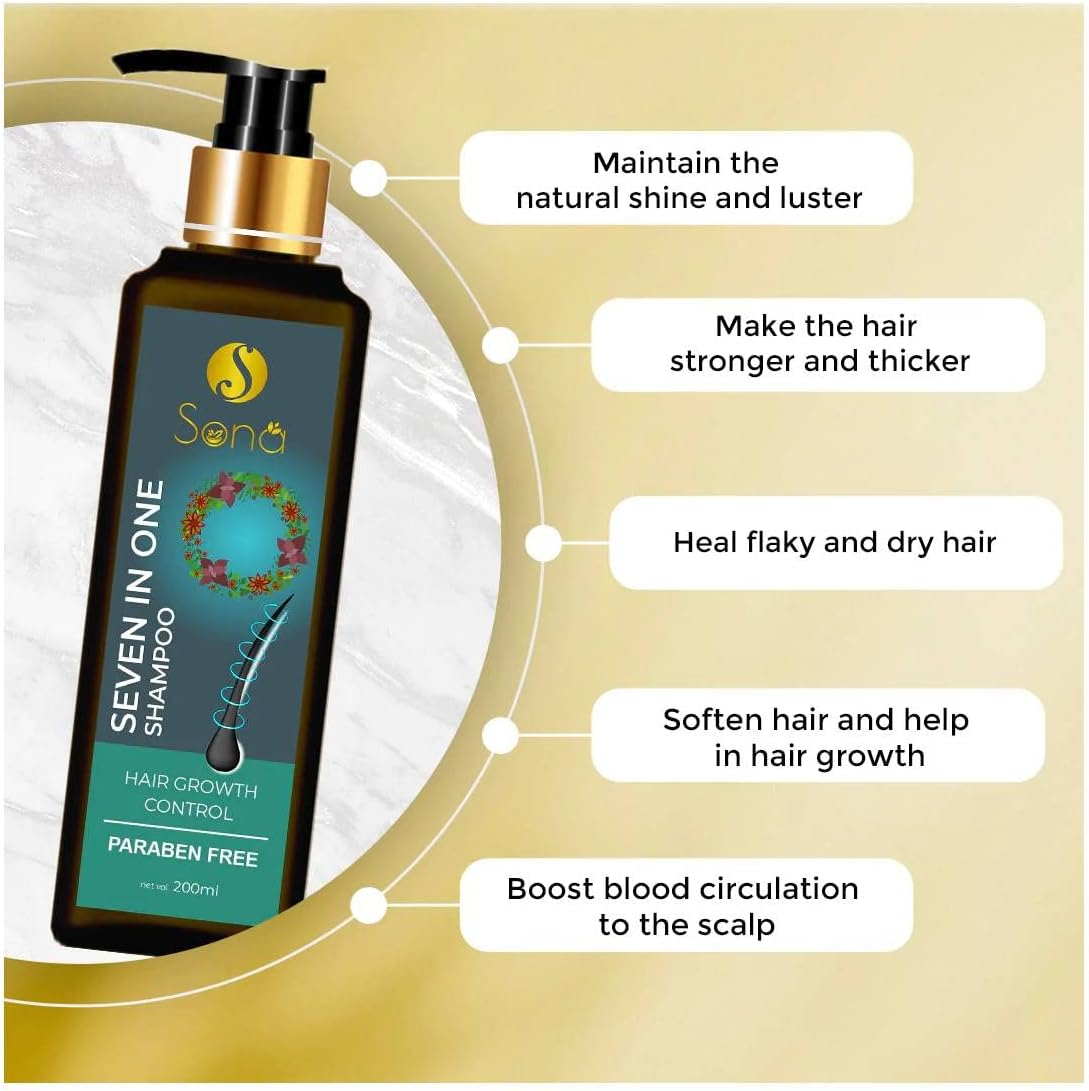 Sona Healthcare 7 in 1 Shampoo with Banana Extract, Ginger Extract and Vitamin E, No Paraben 200 Ml image number 1