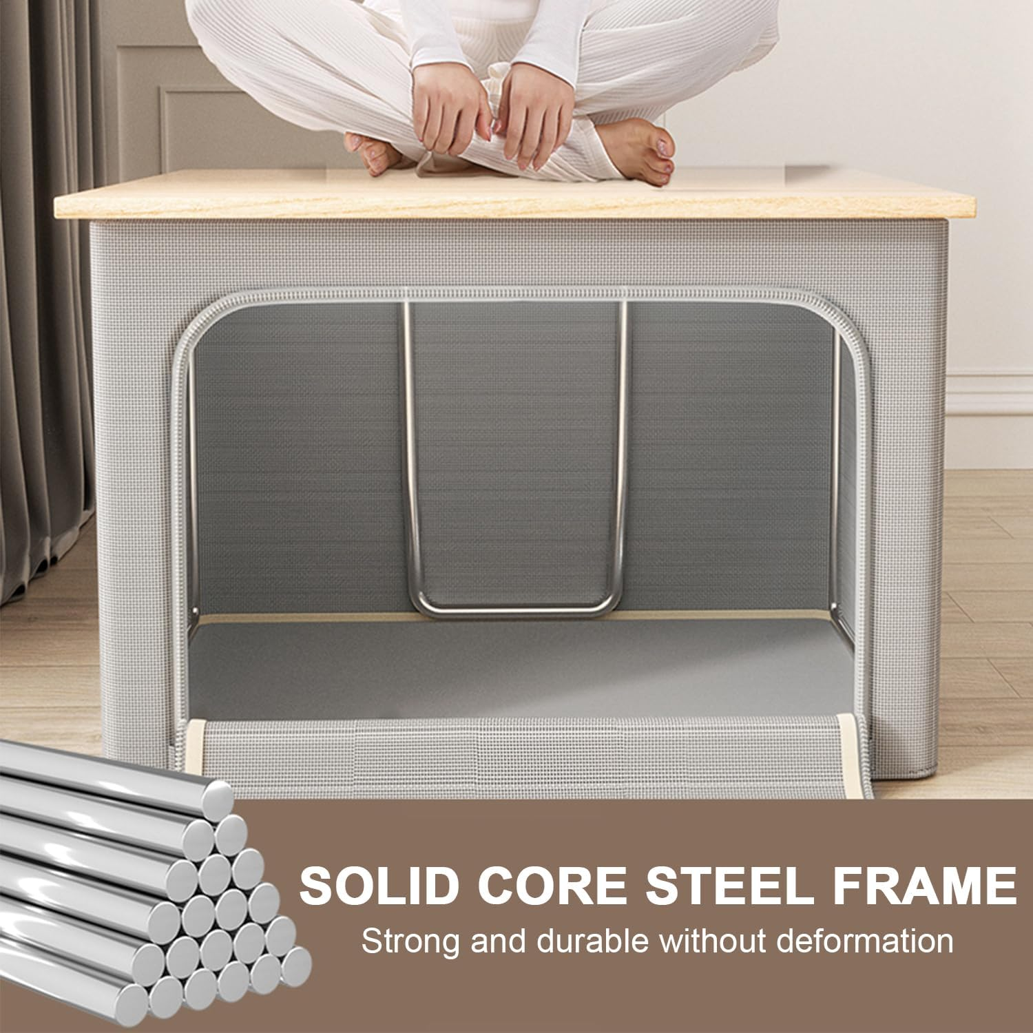 LAMCAN 2 Pack Storage Box, Wardrobe Clothes Organiser, with Transparent Window and Carrying Handle. Wardrobe Storage & Organisation, Suitable for Blankets, Bedding, Toys, Books image number 5