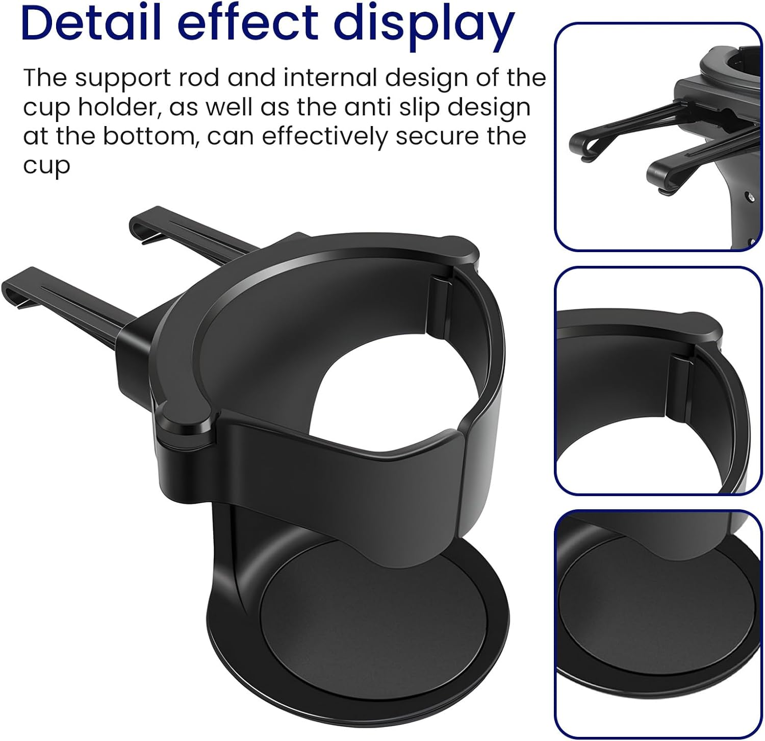 Car Cup Holder, All Purpose Adjustable Air Vent Cup Holder with Non-Slip EVA Pads, Universal Car Drink Cup Can Coffee Mug Holder with 3 Pairs Car Ventile Clips for Most Cars Bottle Cup Holder image number 3