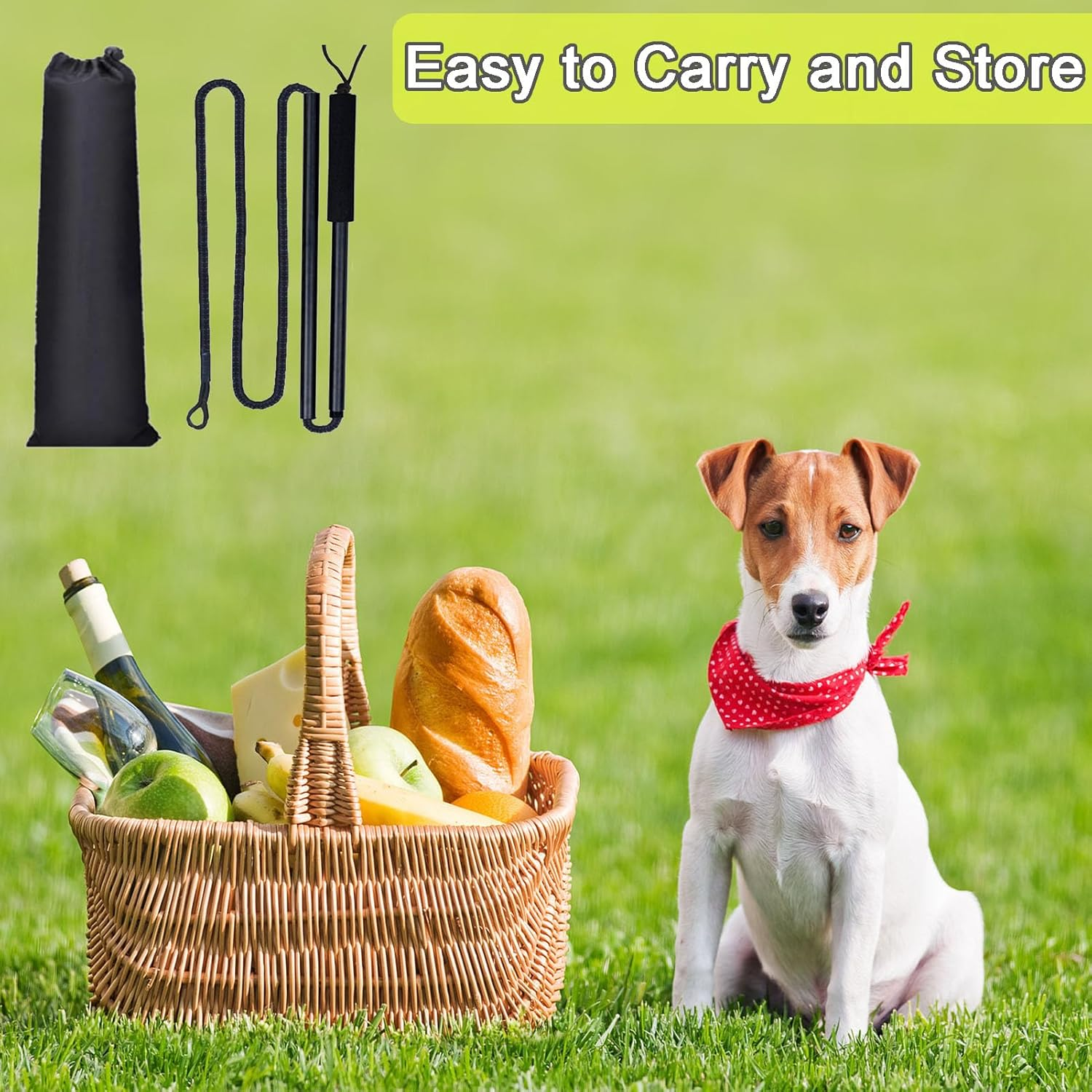Flirt Pole for Dogs,Foldable Firt Pole,Dog Flirt Pole with 6 Chew Toy,Outdoor or Indoor Dog Rope Toy,Dog Tug of War Toy for Large,Medium,Small Dogs image number 5