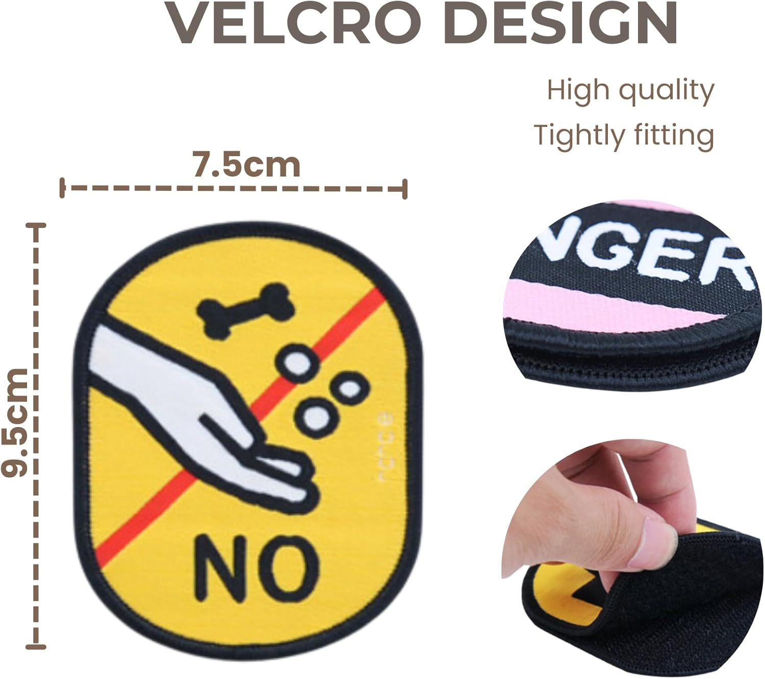 Social Badge for Dog Leash, Dog Funny ID Tags Patch Outdoors, Velcro Fastening, No Touch Yes Touch No Feeding No Photo of the Label and Sticker for Petsus (No Touch+Danger) image number 4
