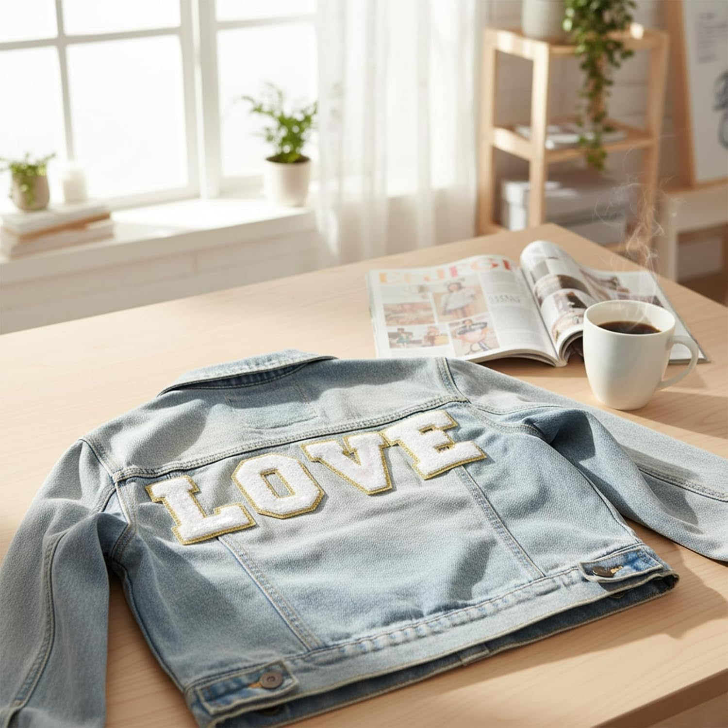 26Pcs Chenille Letter Patches A-Z for DIY Clothing, Fabric, Shoes, Bags &ndash; Self-Adhesive Decorative Iron-On Patches with Gold Trim, Premium Quality (White)&ndash; Ruibex image number 3