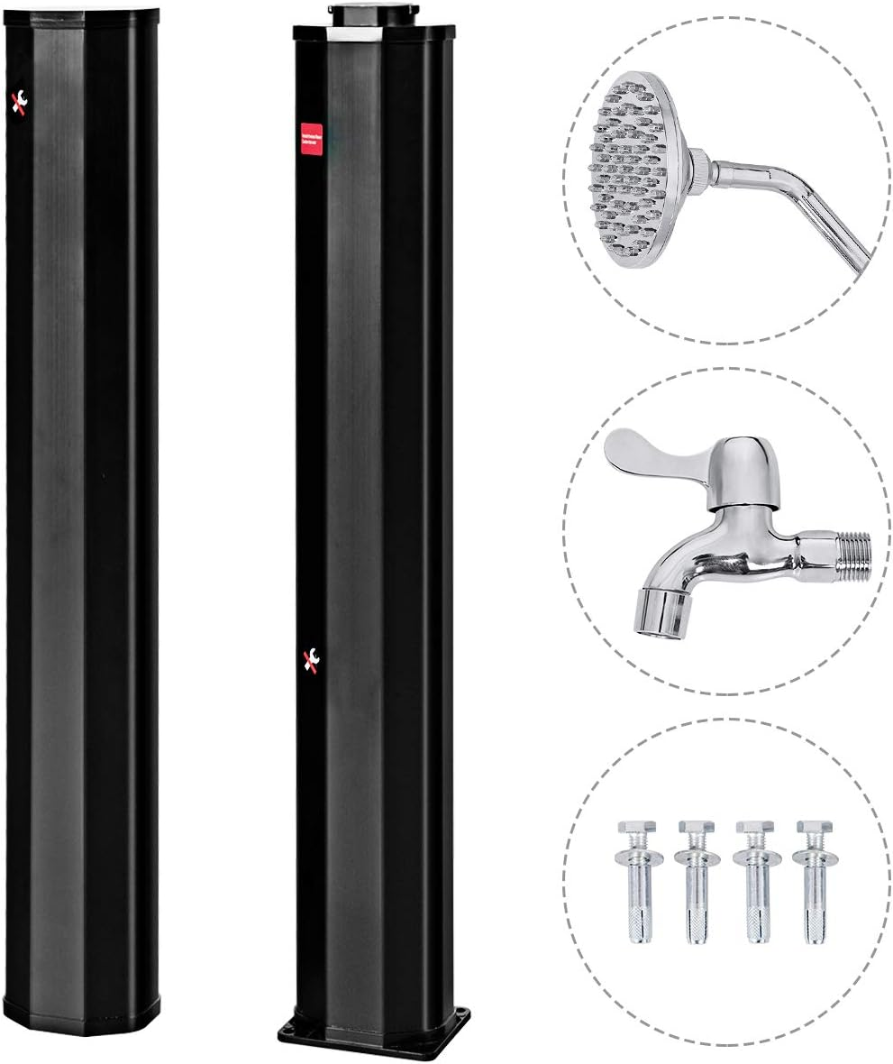 Giantex 7.2Ft 9.3 Gallon 2-Section Solar Heated Shower W/Shower Head Outdoor Backyard Poolside Beach Pool Spa for Easy Installation, Black image number 3
