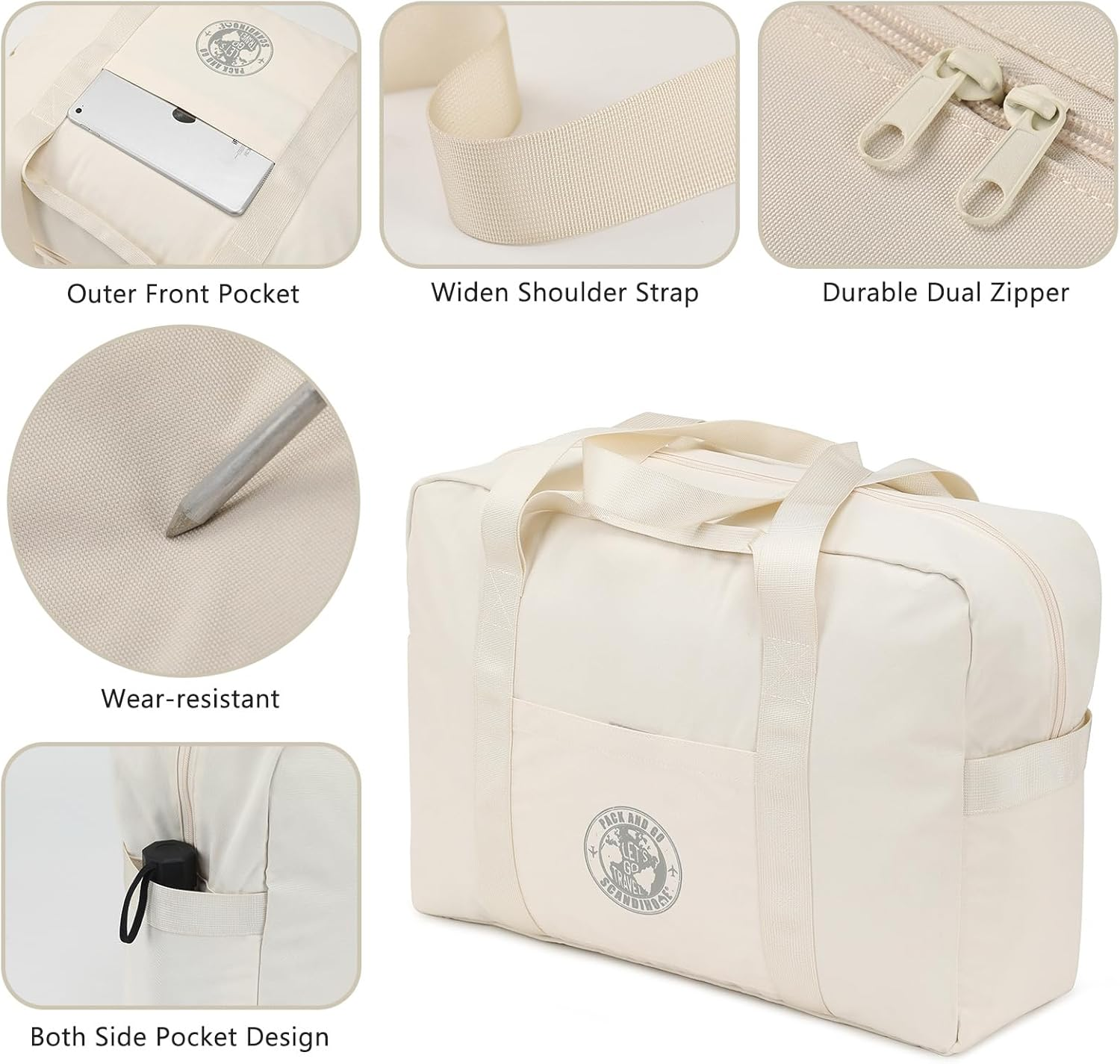 SEPWIK Travel Duffel Bag Weekender Overnight Bag, Waterproof Sports Gym Bag Carry on Tote Bag Personal Item Holdall Bag for Men Women Scandihome Series