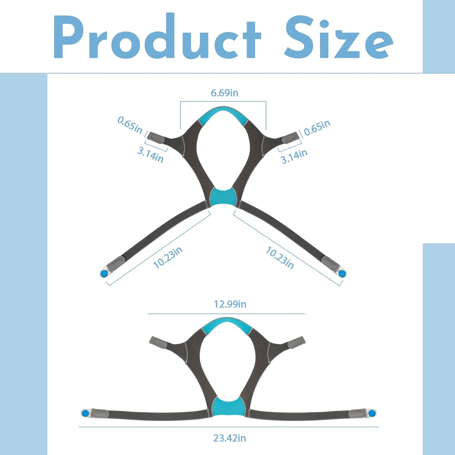 2Packs F20 Headgear Compatible with Airfit/Airtouch F20(Standard) N10 Full Face Mask, Soft Comfortable Replacement Head Strap with 4 Clips image number 6