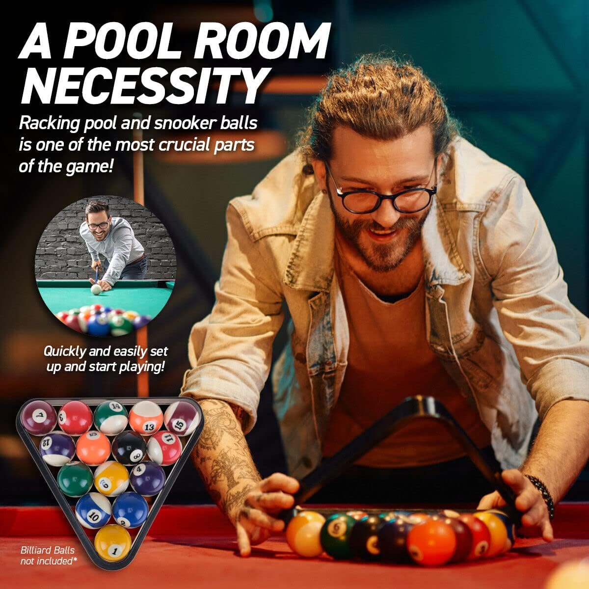 [3PCE] SAS Sports Snooker & Pool Triangle Racks, Plastic, Durable and Impact Resistant, Smooth Molded Triangular Shape, Holds 15 Balls, Necessity for Racking Pool and Snooker Balls (28.5Cm X 25.51Cm) image number 3