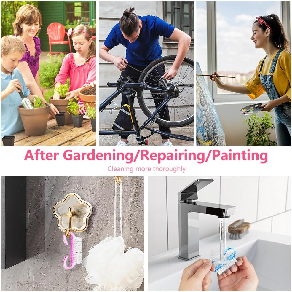 LOPHE Nail Brush, 4-Piece Hand Wash Brush Set with Hard Bristles, Plastic Nail Brushes for Hands, Fingernails, Sink - Pack Of 6 Hand Wash Brushes image number 4