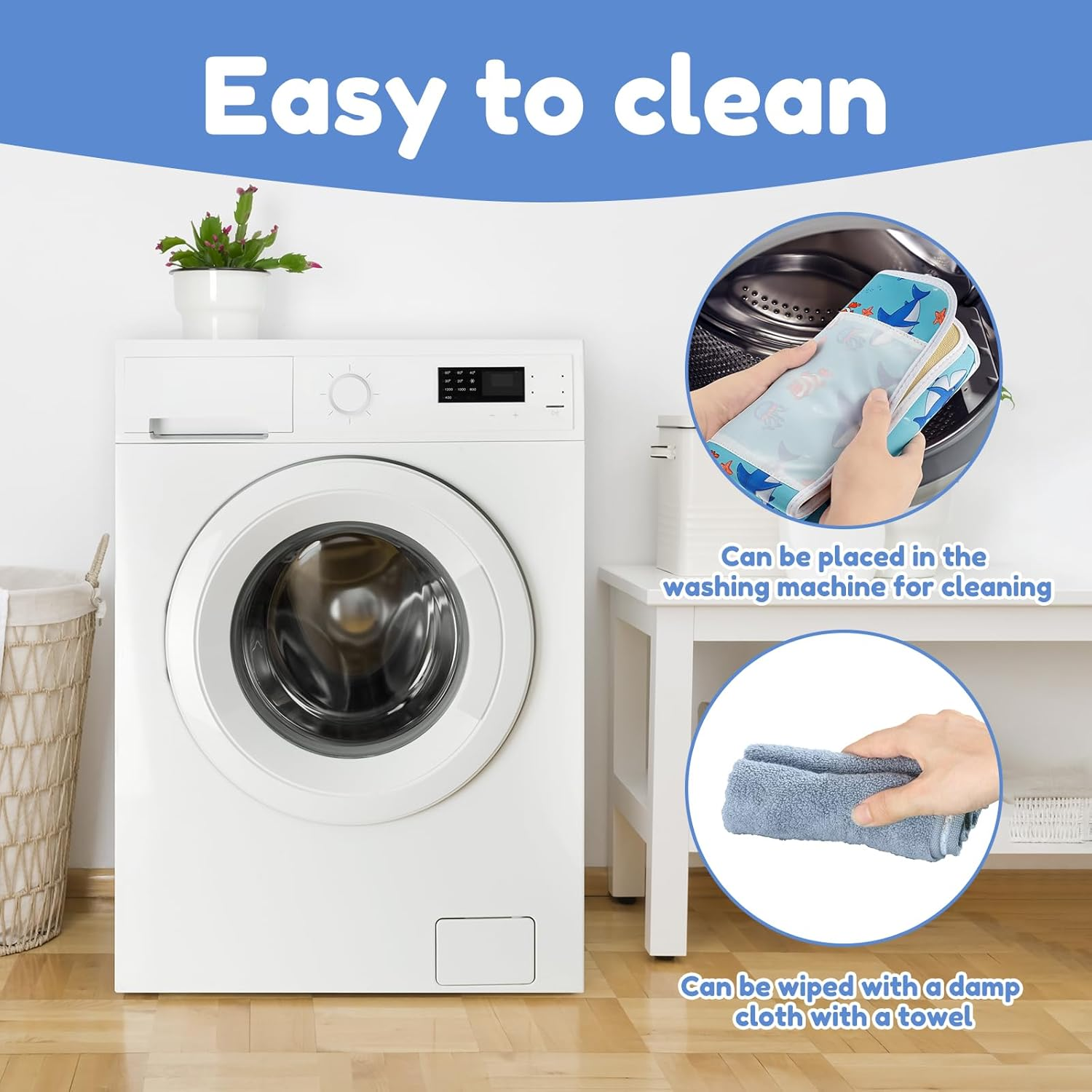 2Pcs Bath Kneeler and Elbow Rest Pad Set with 4 Organizer Pockets, Bathtub Kneeler Pad, Comfortable Non-Slip Kneeling Mat Cushion for Toddler Bathroom image number 3