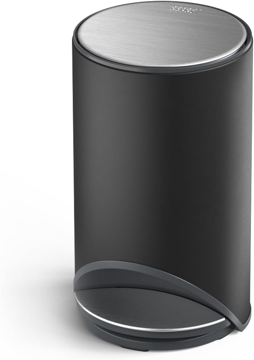Joseph Joseph Arc 30L Slimline Pedal Bin with Easy Push Pedal, Liner Pocket, Odour Seal, Soft-Close Lid, Fingerprint-Proof, Removable Inner Bucket, Carbon Black