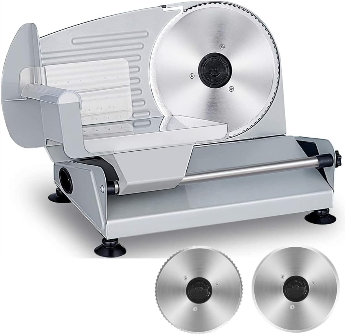 Adando Electric Meat Slicer Machine: Deli Meat Slicer Food Processors with 3 Stainless Steel Blades - Adjustable Thickness Easy Clean - Meat Chopper for Kitchen/Commercial Use - for Meat Cheese Bread