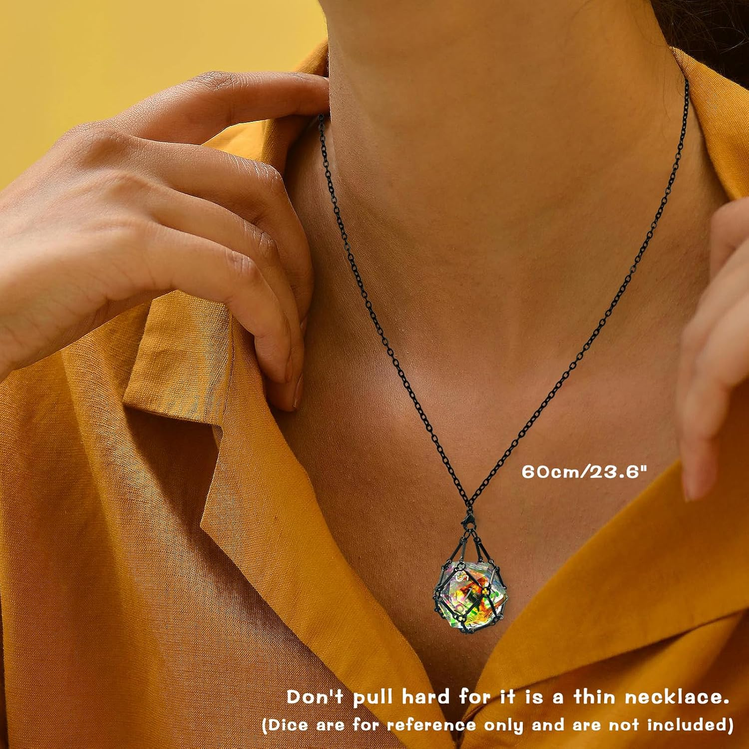 PJOY DND Dice with Necklace Dice Cage Interchangeable D20 Dice for Dungeons and Dragons Gamers DND Gifts-Black image number 1