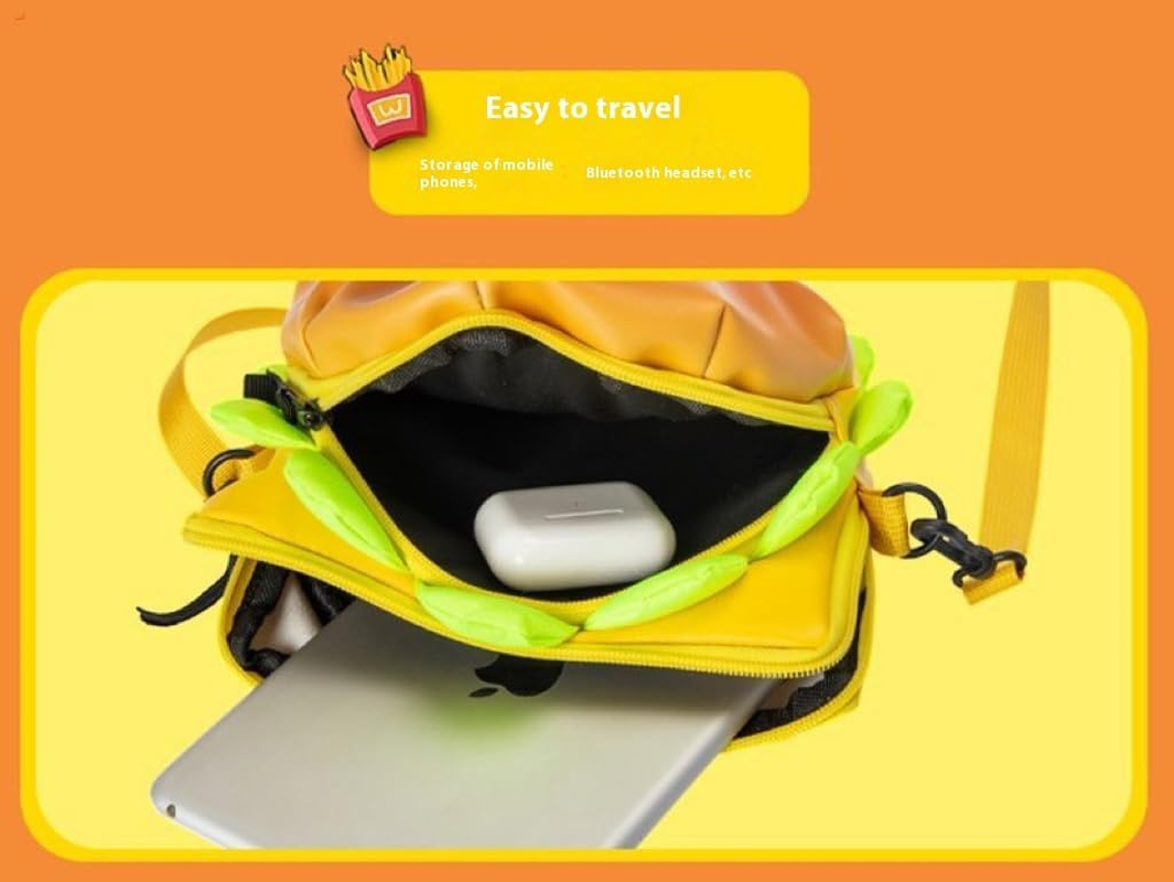 RRISETAG Cheeseburger Backpack, Funny Yellow Cartoon Space Cheeseburger Backpack - Cute Design - Shoulder Bag image number 4