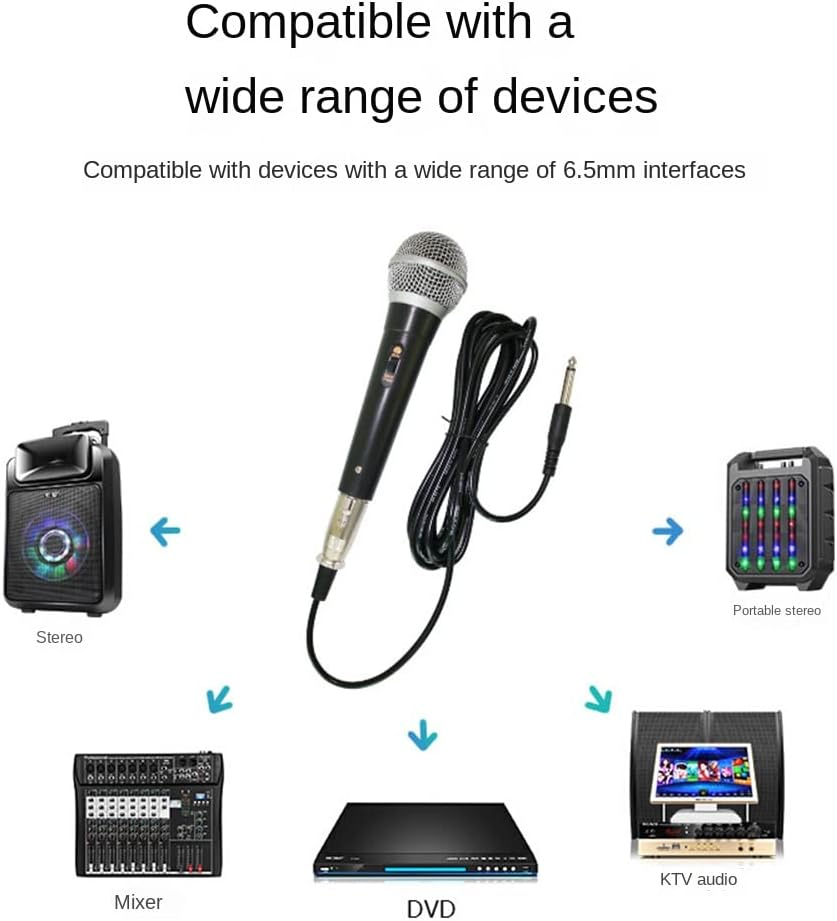 Veumoie Handheld Professional Wired Dynamic Microphone Clear Voice Mic for Karaoke Vocal Music Performance