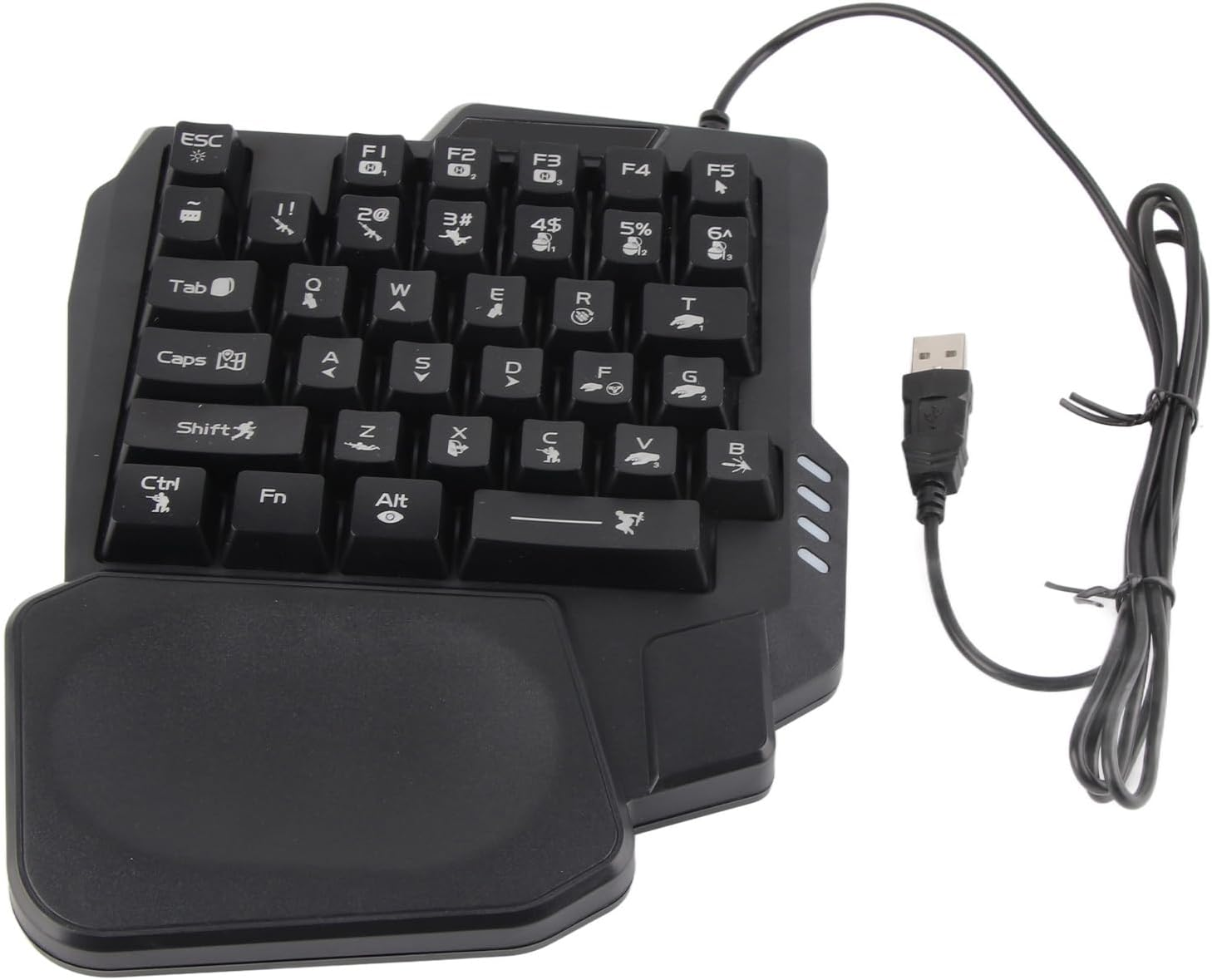 One Handed Gaming Keyboard, 3 Color Backlight 35 Keys Single Handed Wired Gaming Keyboard for Computer Mobile Games, USB Interface, Rubber anti Slip Foot Pad, 1.5M Cable image number 2