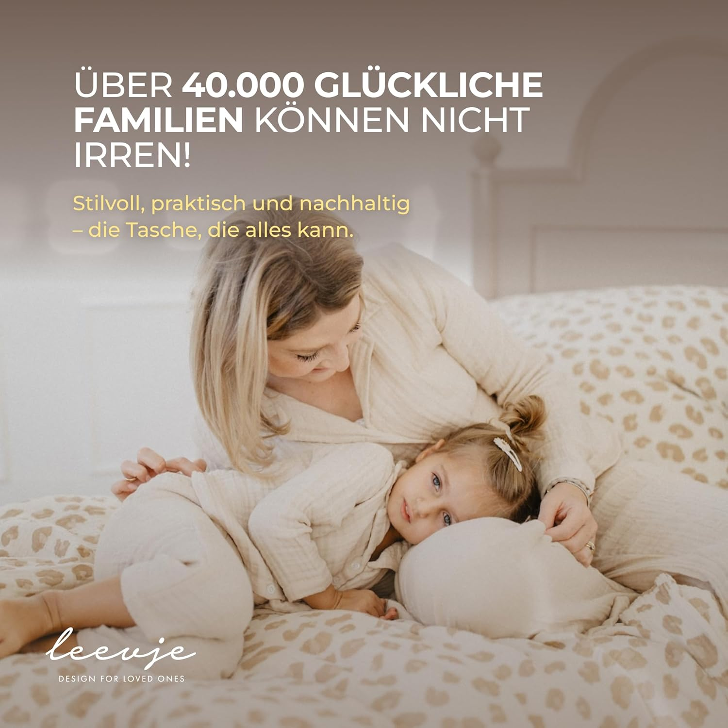 Nappy Bag for on the Go - 100% Cotton Baby Nappy Bag - Beige - Suitable as Changing Bag, Cosmetic Bag & Travel Organiser - Matches Changing Mat