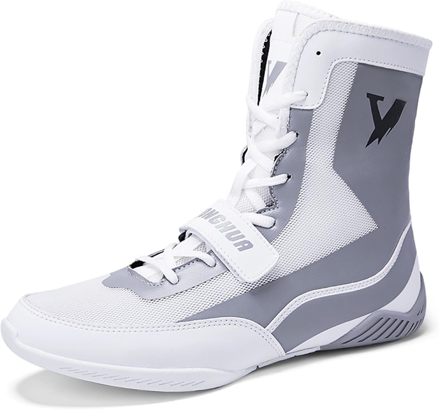 Men'S Boxing Shoes, High Top Wrestling Fighting Shoes Lightweight Flat Fitness Ankle Boots