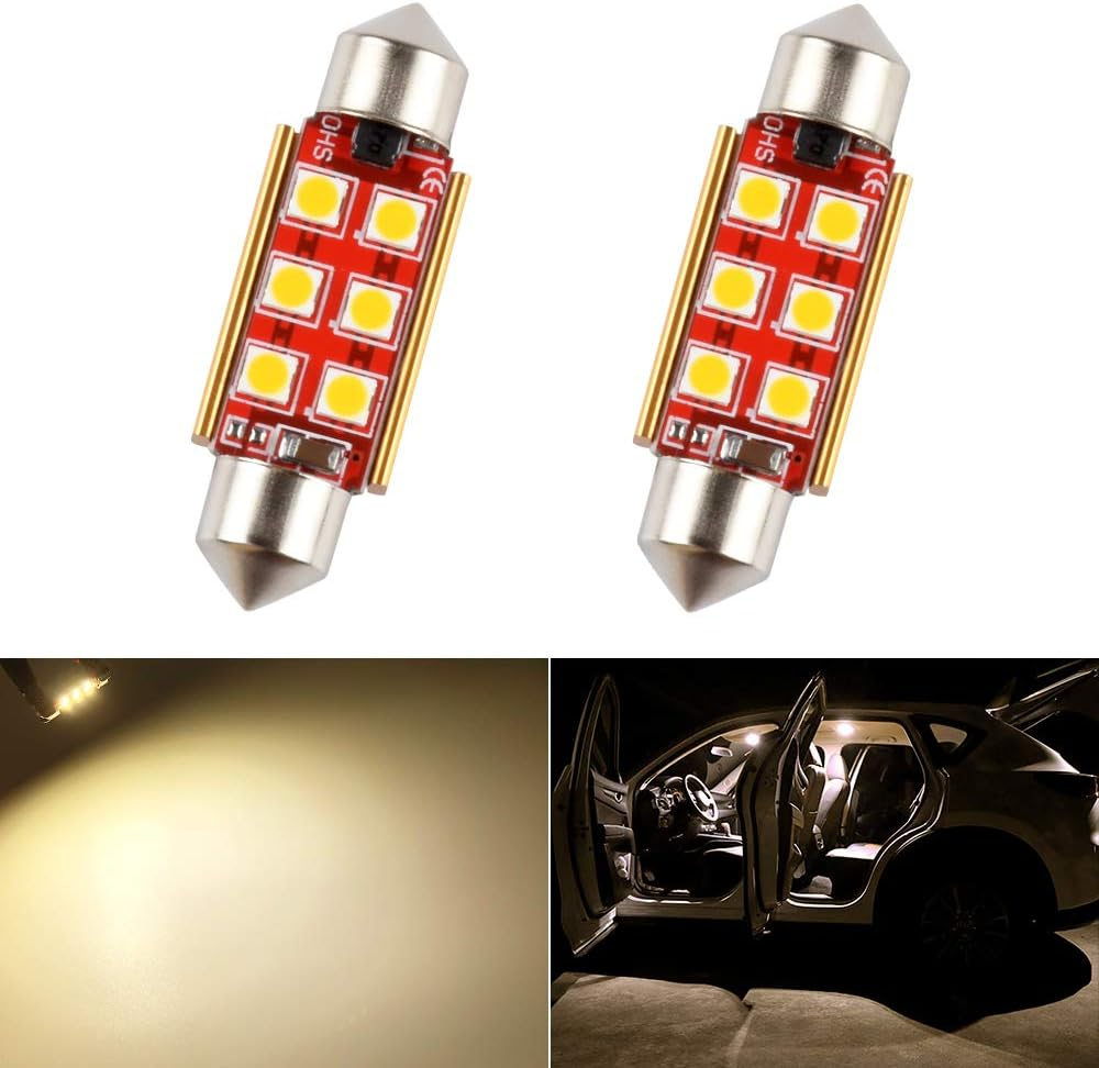 31Mm DE3175 DE3021 DE3022 LED Bulb Dome Light Warm White 3030 SMD for Cars Map License Plate Trunk Side Marker Interior Lights Bulbs Lamps Replacement Bright 12V 2W 1 Year Warranty 1.22 In【1797】