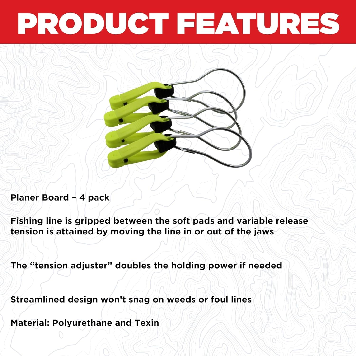 Scotty #1182 Mini Power Grip plus Release, Planer Board (4-Pack), Black image number 1