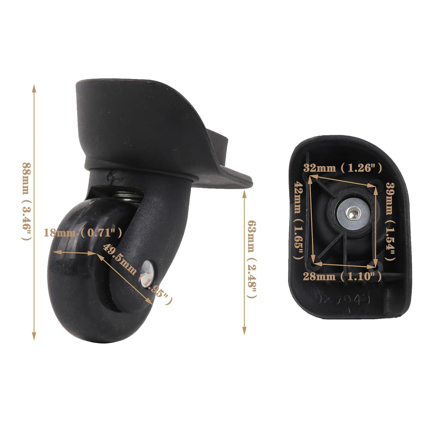 RDEXP Set of 1 Replacement Luggage Wheel Repair Travel Suitcase Parts Wheels W178 image number 1