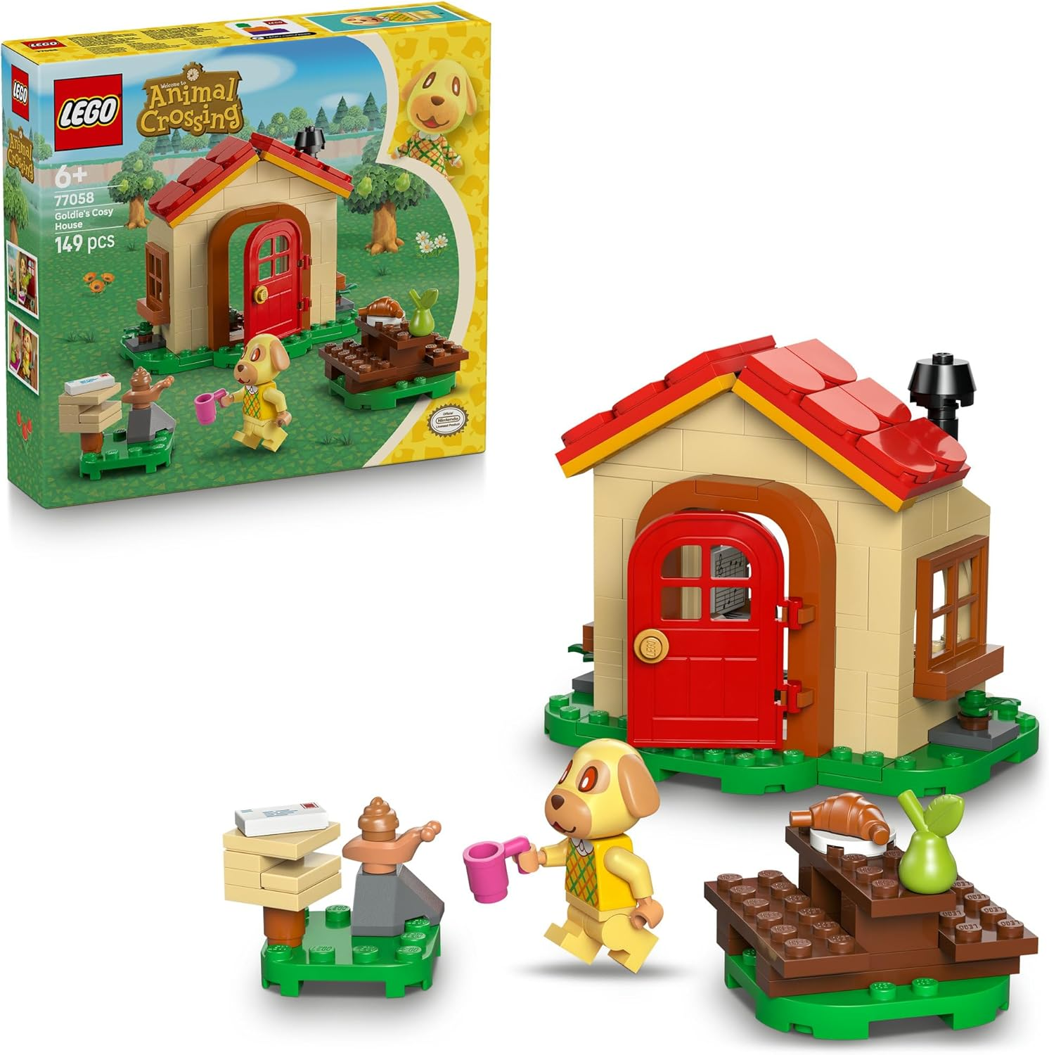LEGO&reg; Animal Crossing&trade; Goldie&rsquo;S Cosy House 77058 Building Playset, Small Toy with a Dog Minifigure, Video Game Character Playset for Kids, Creative Toy for Girls and Boys Aged 6 Plus
