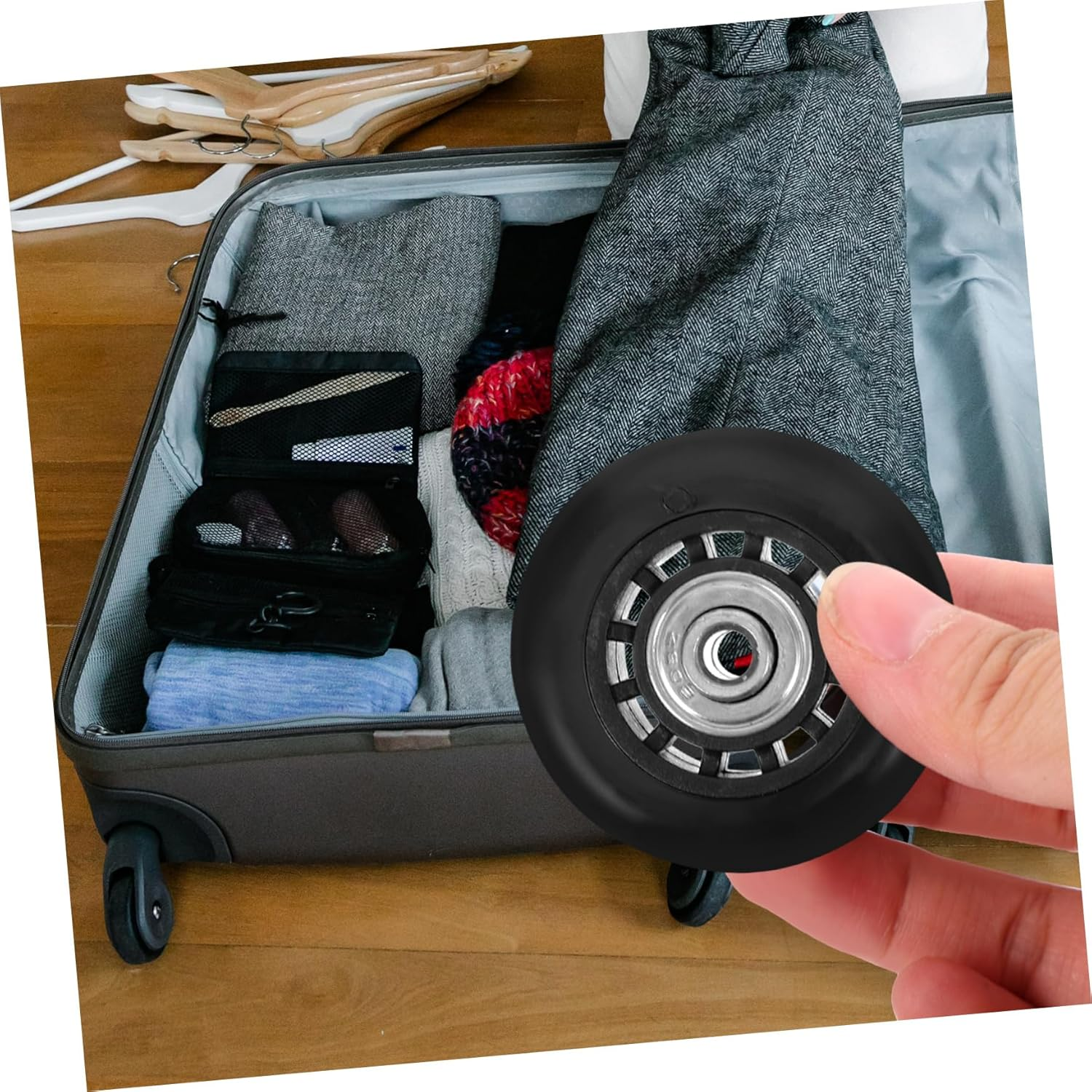 FELTECHELECTR 2Pcs Universal Luggage Replacement Wheels 60X23Mm Metal Bearing Swivel Casters for Suitcase Trolley Travel Suitcase Repair Accessories image number 2