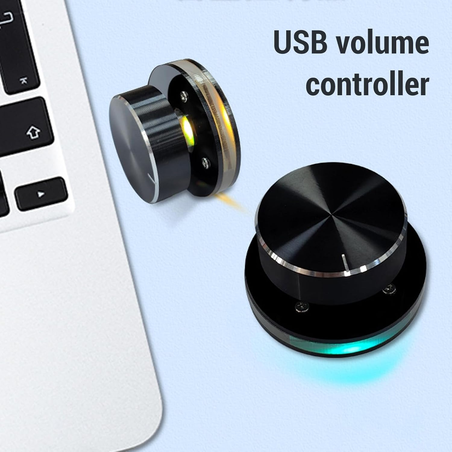 Eulbevoli USB Volume Control Knob for Android System, PC Multimedia Type C External Media Adjustment Controller with RGB Light, No Driver Computer Volume Control, 360 Rotating USB Volume Knob image number 1