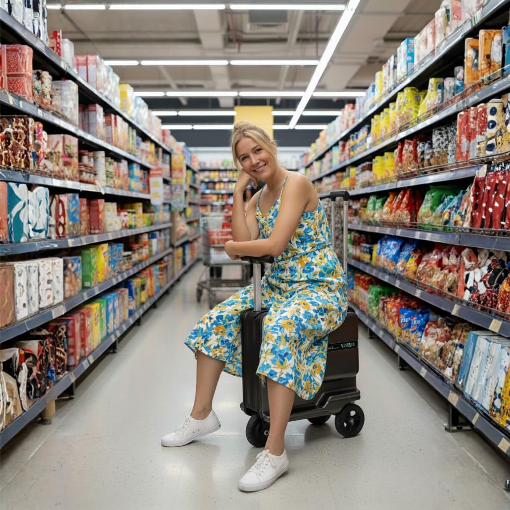 Airwheel SE3T Electric Scooter Suitcase - Black | 48L Innovative Travel Luggage, Motorized Electric Luggage Scooter for Effortless Travel with Removable Battery (Official Dealer in Australia) image number 2