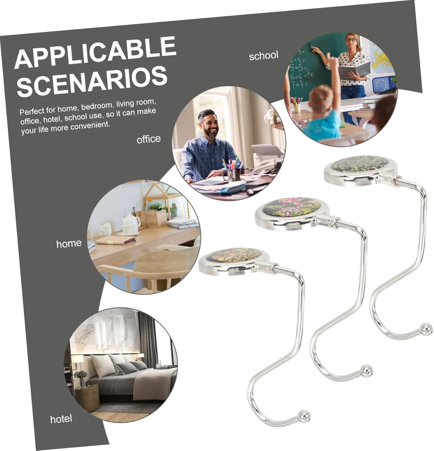 AOKWAWALIY 6 Pcs Purse Holder for Table Purse Holder for Desk Purse Hangers for Table Chain Wallet Purse Hook Bags Storage Hooks Purse Table Hooks Holder Purses Table Hook for Bags Zinc Alloy image number 1