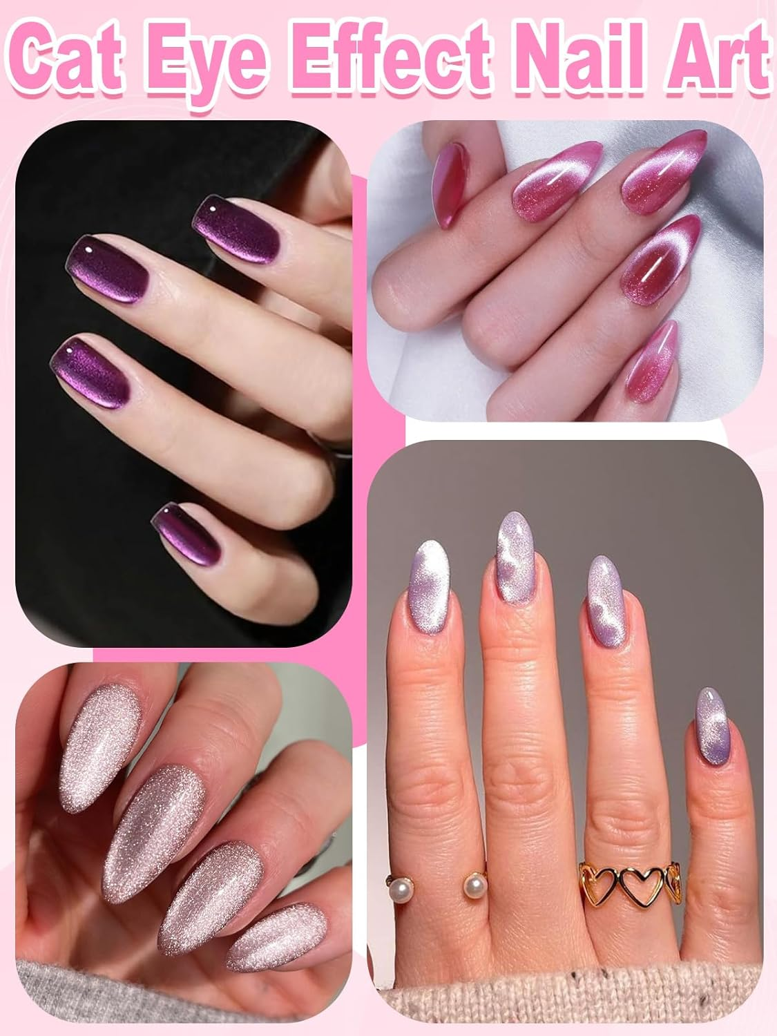 54PCS Cat Eye Nail Magnet Set, EBANKU Cat Eye Gel Nail Polish Magnet for Nails, 3 in 1 Magnets for Cat Eye Gel Polish, Cat Eye Magnets Sticks Nail Design Tools Nail Art Accessories