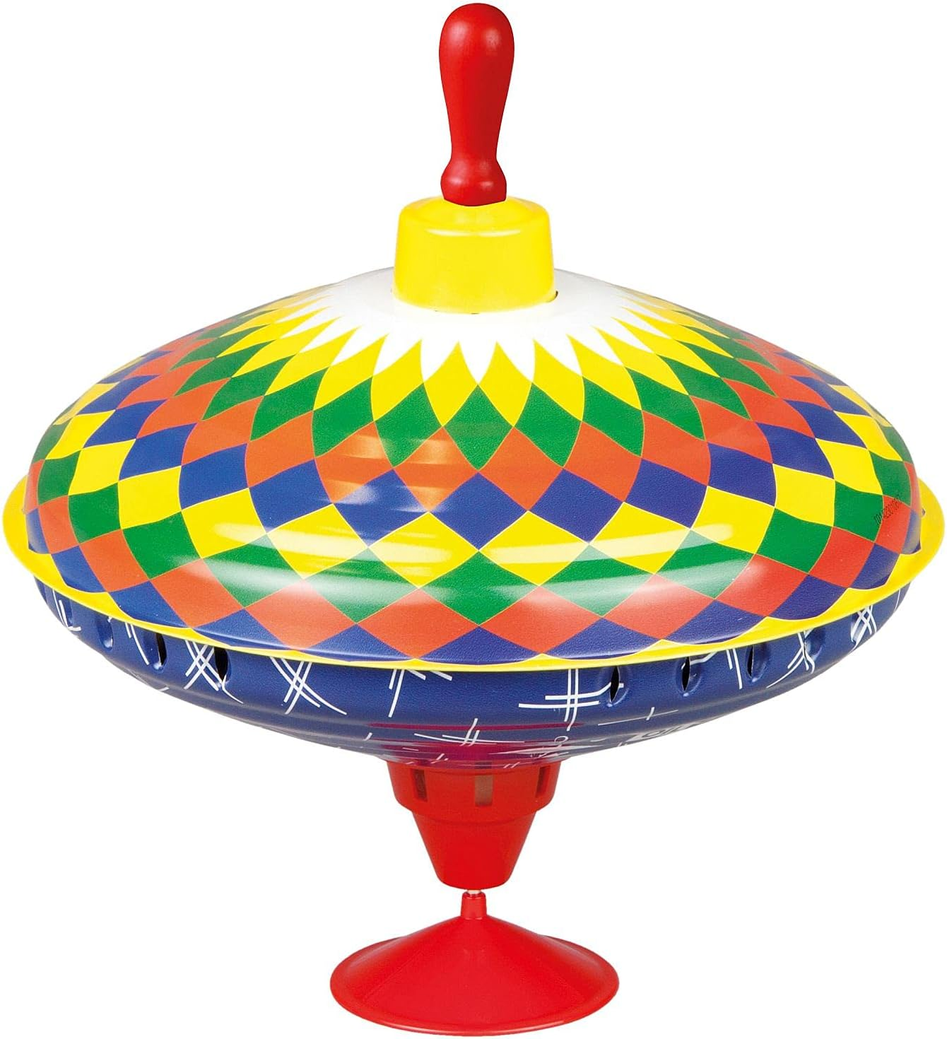 Lena 52225 Bolz Humming Multicoloured 19 Cm, Sheet Metal Swing, Classic Pump Spinner, Tin Colourful Motif, Stand, Toy Spinning Top for Children from 18 M, L/B/H: 19 X 19 X 21 Cm image number 4