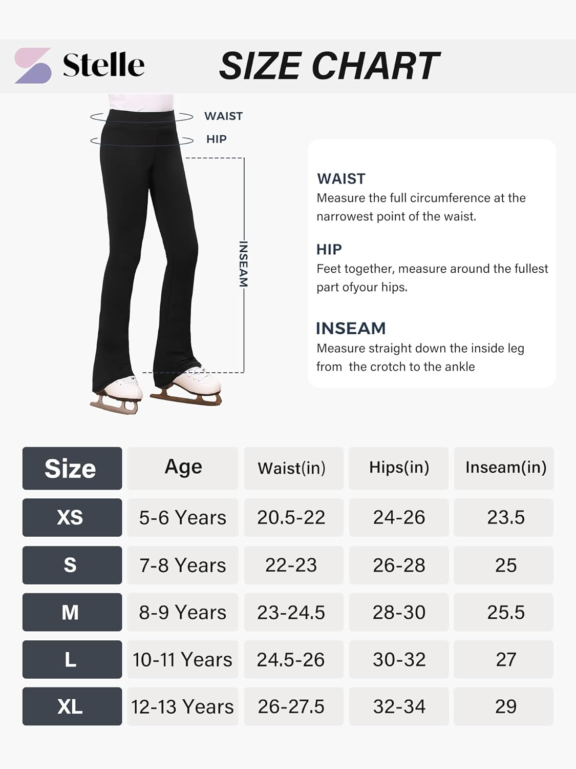 Stelle Girl'S Figure Skating Pants Ice Skating Leggings Polar Fleece Warm Practice Training Wear