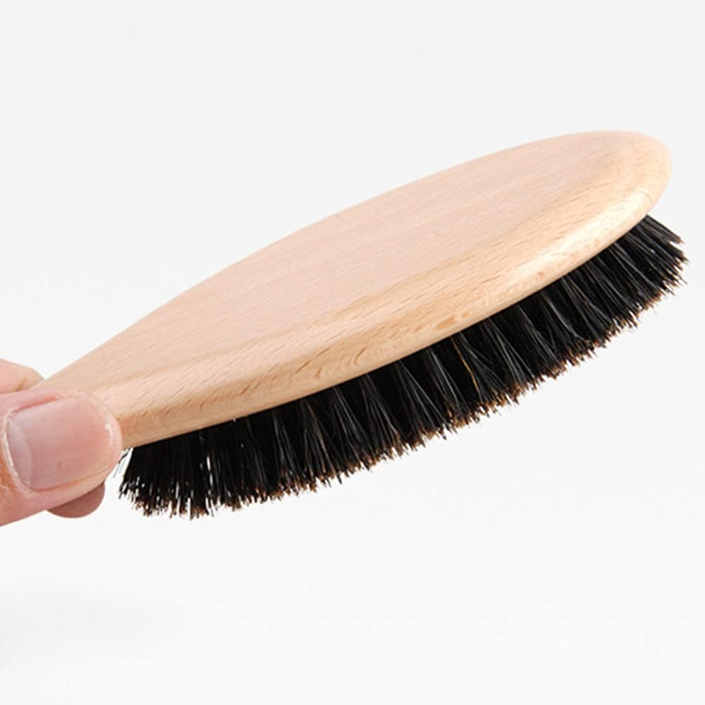 RAYWE Natural Boar Bristle Hair Brush Wooden Paddle Hairbrush Detangling Hairbrush image number 3