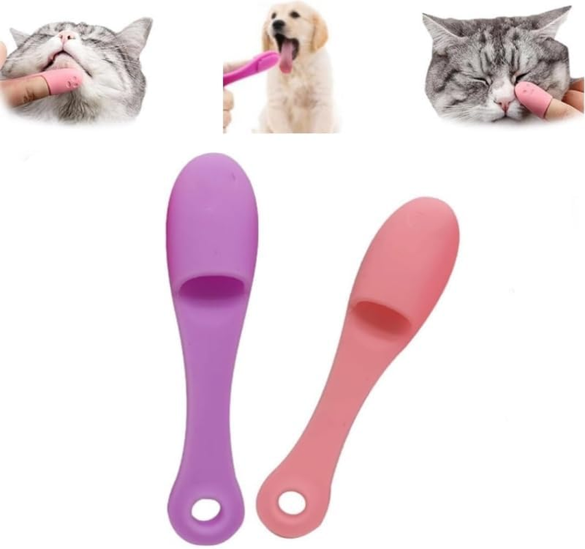 Cat Chin Brush,Silicone Scrubber for Cats Chin Cleaner,Finger Brush Silicone Pet Toothbrush, Cat Finger Toothbrush for Pet Dental Care,Finger Brushes Suitable for Puppies and Cats (B 2Pcs)