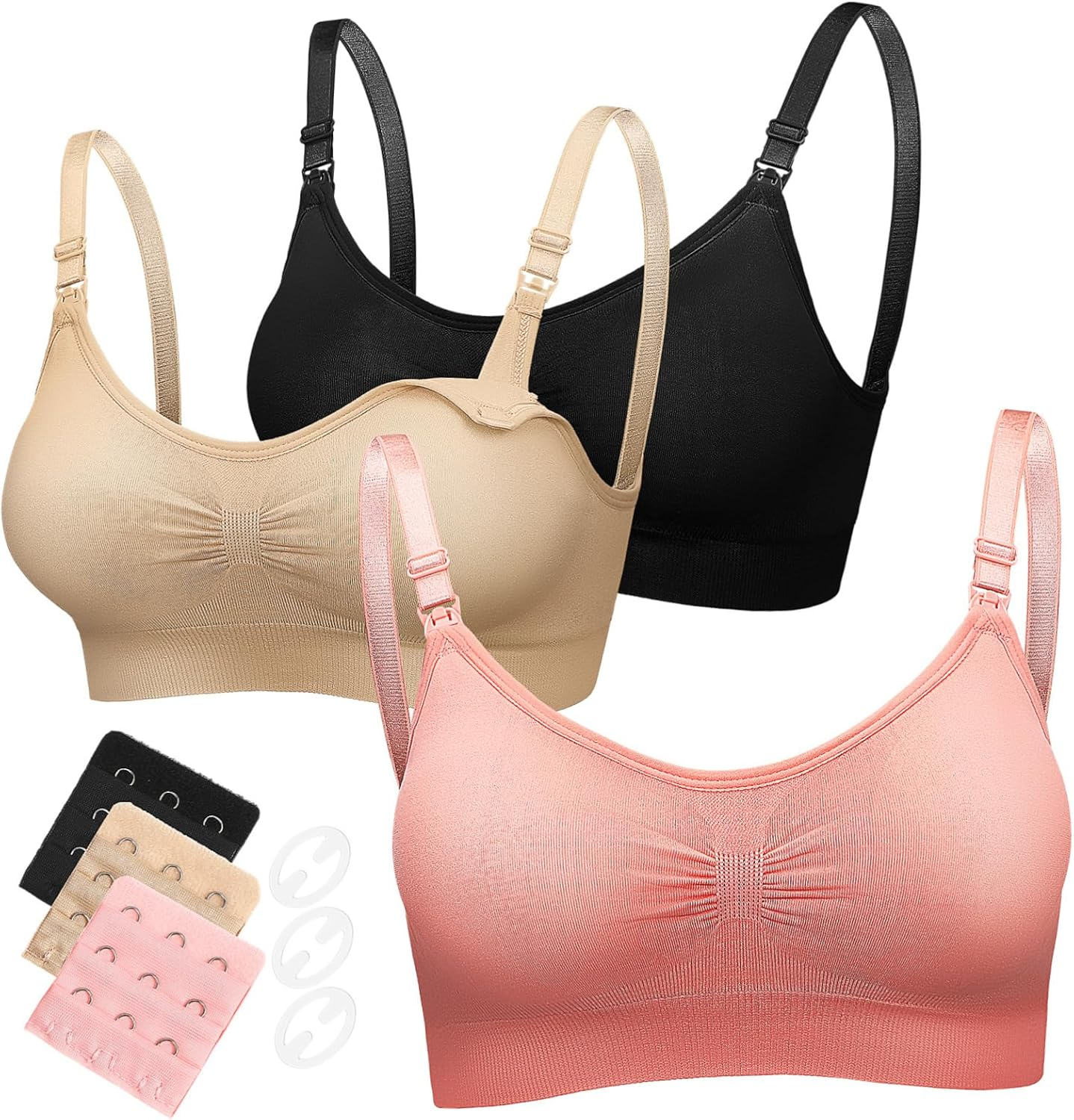 Ipetboom Maternity Nursing Bras with Extenders for Breastfeeding Comfortable and Stylish Breastfeeding Bras for Moms Skin image number 3