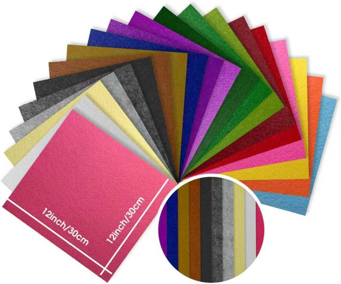 12" X 12" Felt Fabric Sheets for Crafts, Squares Felt Fabric Sheets, 1Mm Thick, Felt Paper for DIY Sewing Craft, Non-Woven Felt Fabric for Sewing Patchwork Material, 2Pcs (Grey) - Black image number 4