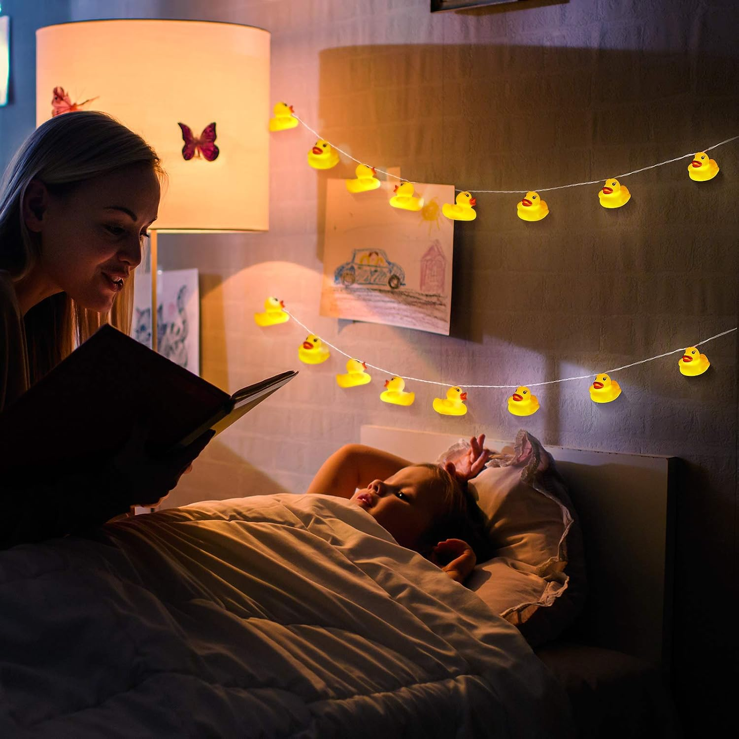 10 LED Children'S Room LED String Lights for Holiday Wall Window Tree Decorative Party Yard Garden Kids Bedroom Living Dorm Uses Squeeze Sound Squeaky - Duck image number 5