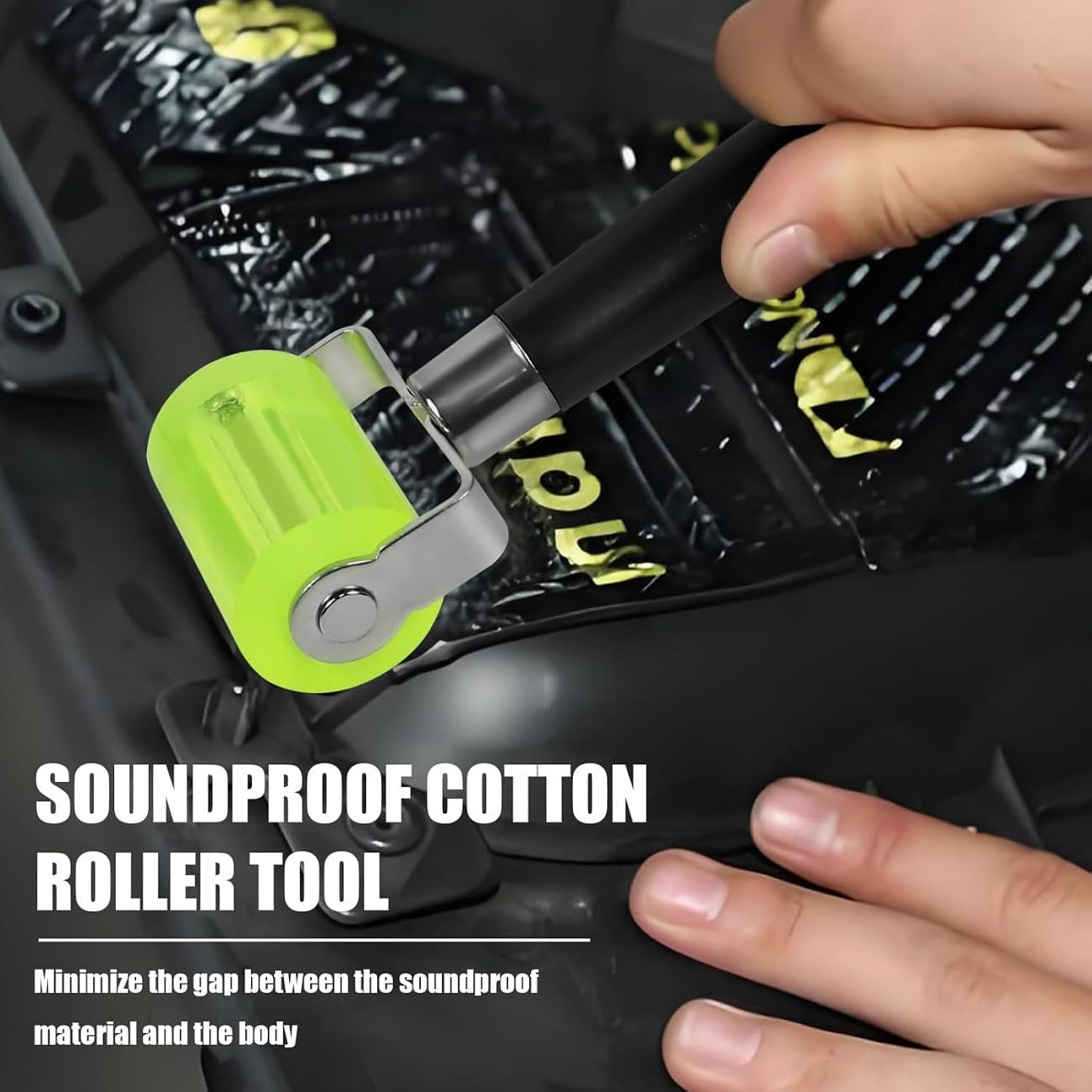 WADY 2 Pcs Car Sound Deadening Roller, Automotive Car Audio Sound Application Rolling Wheel, Noise Insulation Roller Seam Roller for Noise Filter Application Heat Abatement Mat Wallpaper (Black+Green) image number 1