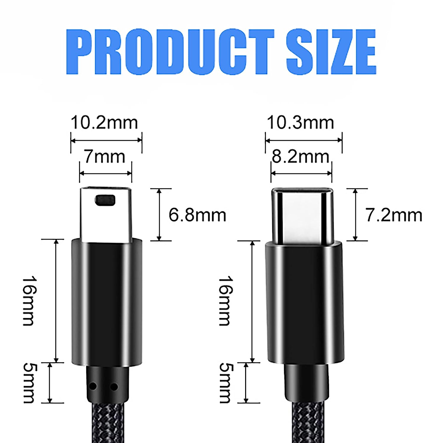 Mini USB to Type C Cable, Tunghey USB C to Mini USB Cable Charging Cord for Hero 3+, PS3 Controller, MP3 Player, Dash Cam, Digital Camera, GPS Receiver, Pdas and More Mini B Devices (1.5M) image number 3