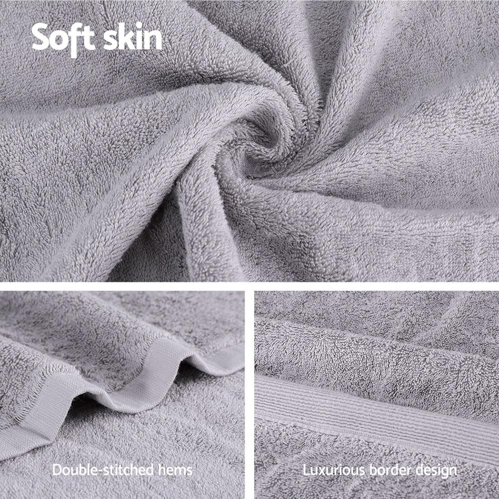 2 Pack Bath Sheets Set Cotton Large Towels Extra Soft Towel 180Cm X 90Cm Grey image number 6