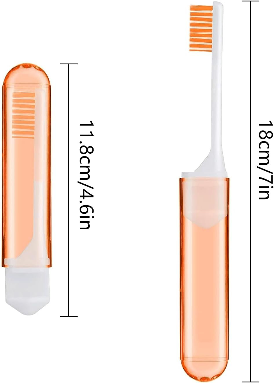 4 Pieces Travel Folding Toothbrush, Mini Small Size Manual Toothbrushes for Fragile Gums Orthodontic Braces Dental Care Adult Kid Portable Case for Camping Travel. (Pink,Orange,Green,Blue) image number 2
