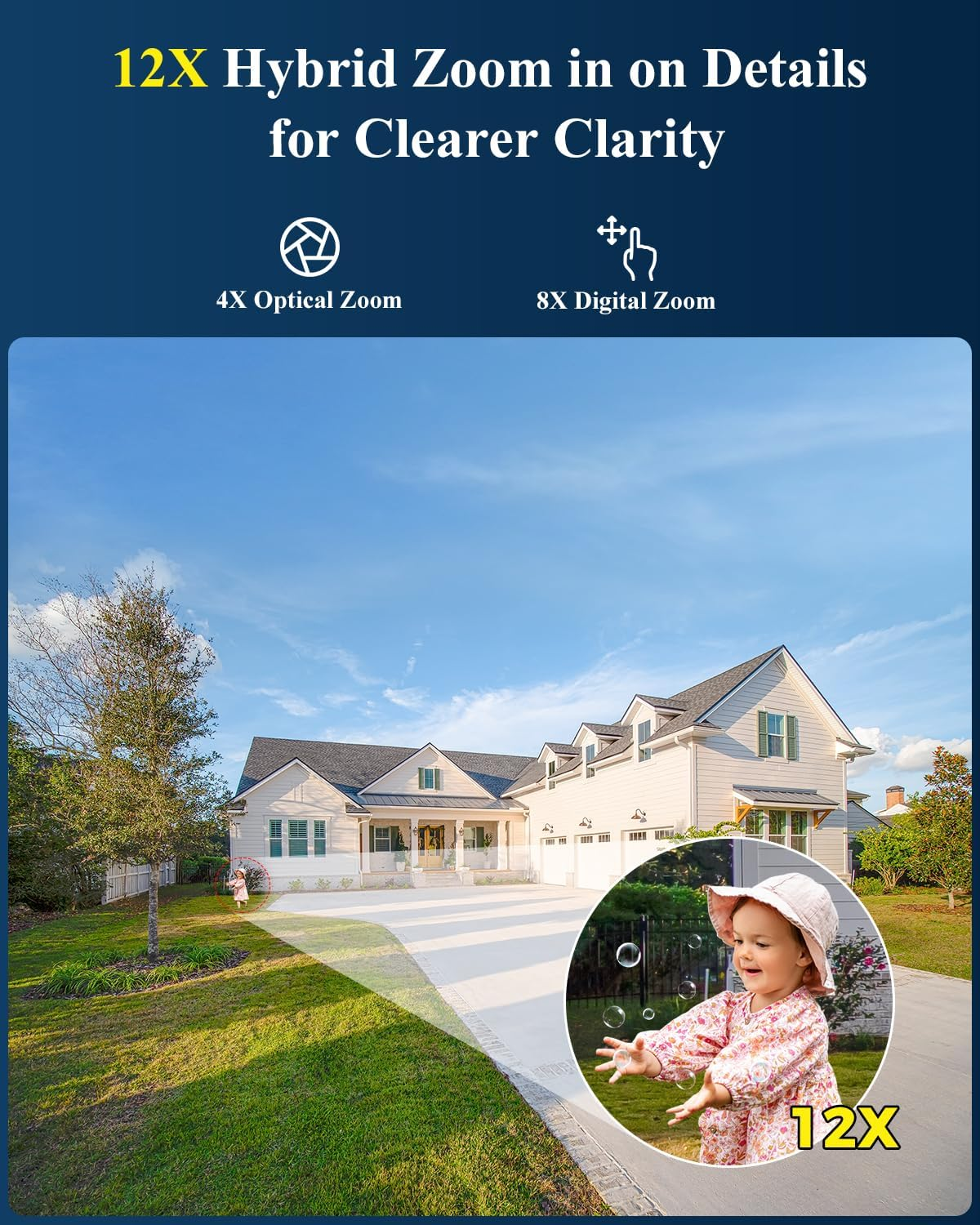 Xega 4G LTE 【Dual Lens】 12X Hybrid Zoom Wireless CCTV Security Camera Outdoor,2K 【Dual-Lens】 PTZ Solar Security Camera with 10,400Mah Battery, Pir/Human Detection,Color Night Vision,Two-Way Talk,Ip66 image number 1