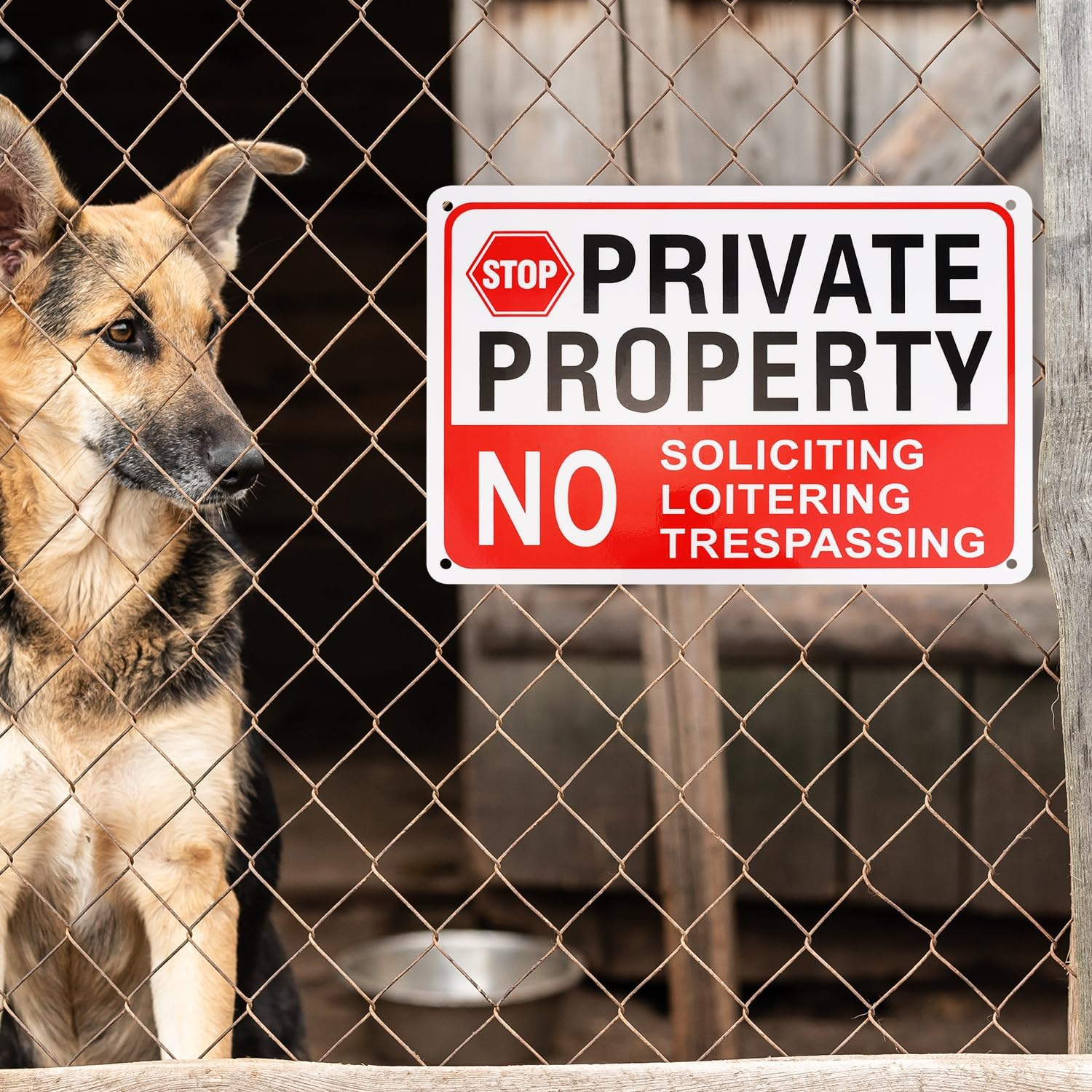 2Pcs Private Property No Soliciting Loitering Trespassing Sign, 10X7In Warning Signs for Property Weatherproof Private Property Plaque for Indoor Outdoor Home Business Driveway Alert image number 2
