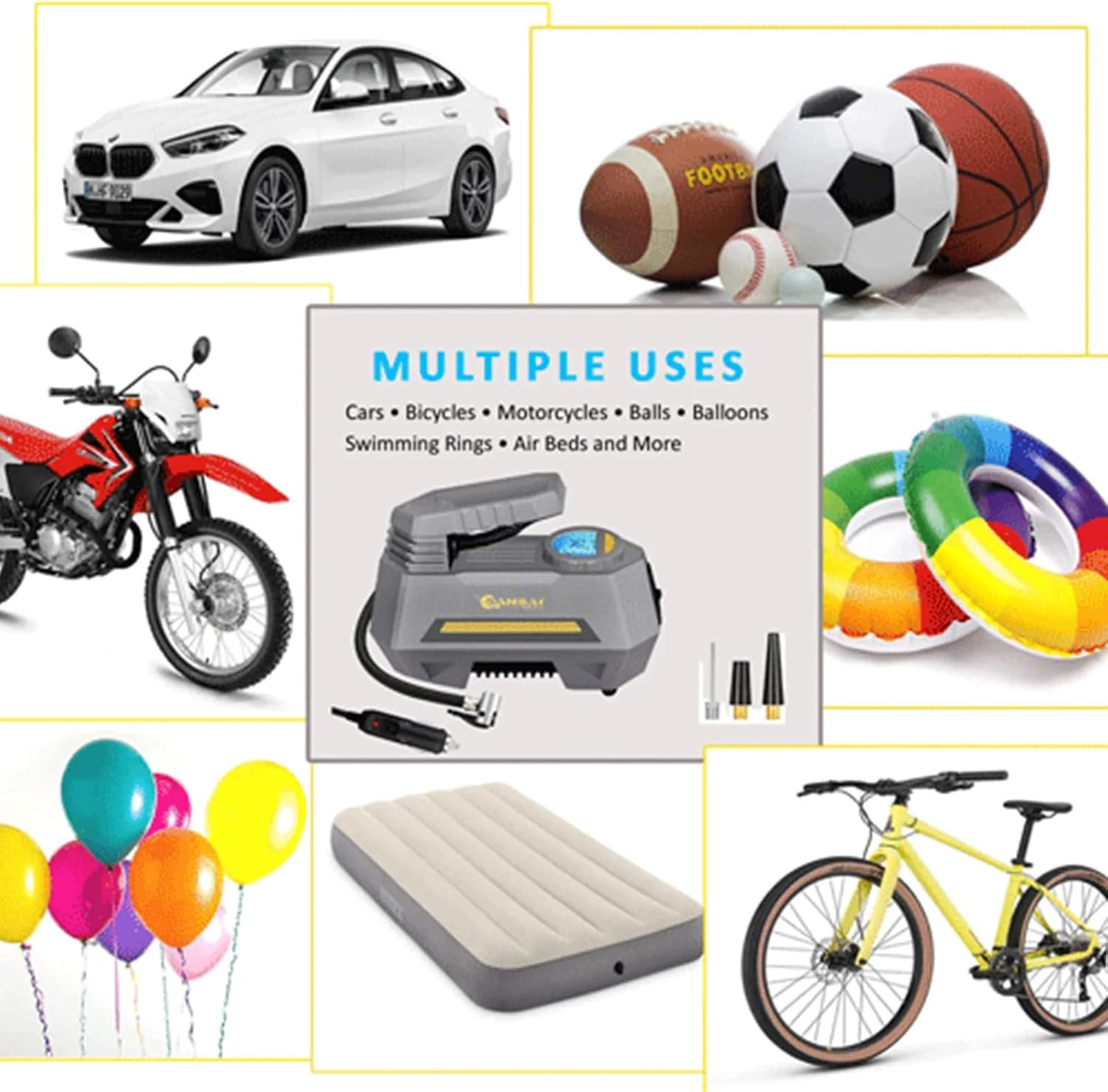 Sansai 120W Portable Digital Car Socket Air Pump Compressor Tyre/Bike Inflator image number 1